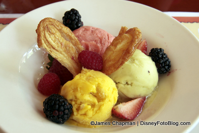 Assiette de Sorbets du jour et son palmier