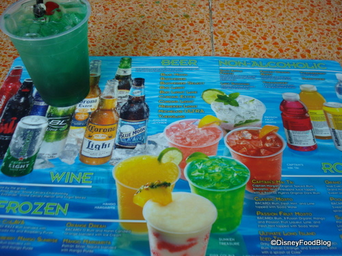 Disney Pool Bar Drink Menu