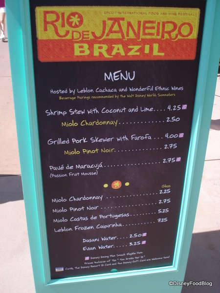 Rio de Janier Menu Food and Wine Festival