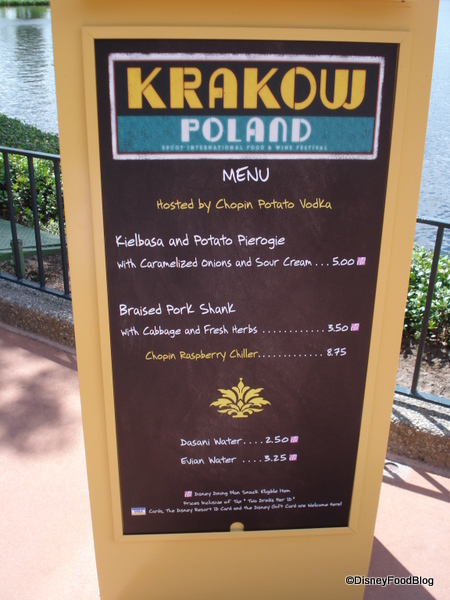 Krakow, Poland Menu