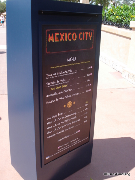 Mexico City Menu
