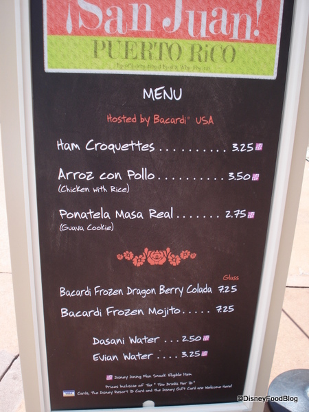 San Juan, Puerto Rico Menu