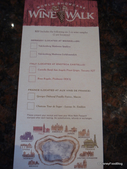 Epcot Wine Walk Passport Side 1