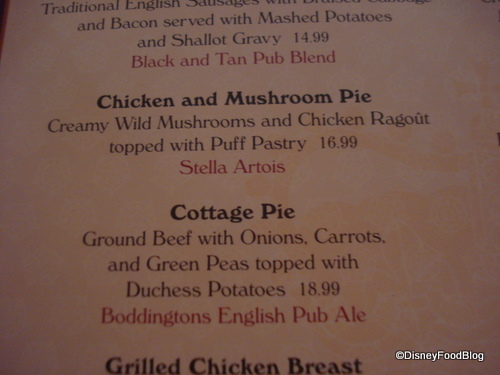 Rose and Crown updated menu