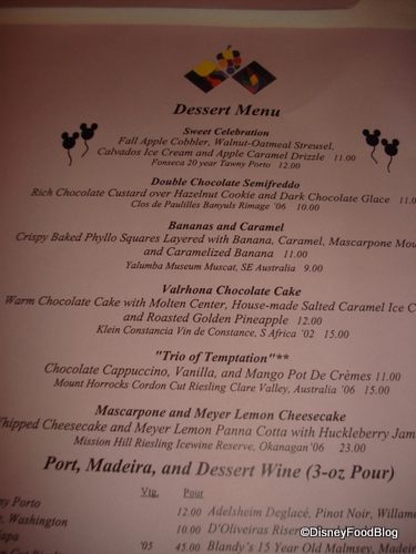 California Grill dessert menu 10-1-09