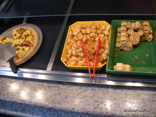 Breakfast Pizza, Tots, Mickey Waffles