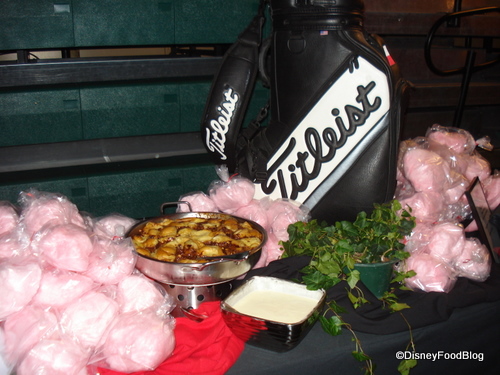 Hole in One Bread Pudding With Bourbon Sauce, and Cotton Candy