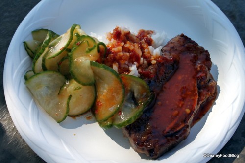 Barbecue Short Rib with Steamed Rice and Cucumber Kimchee
