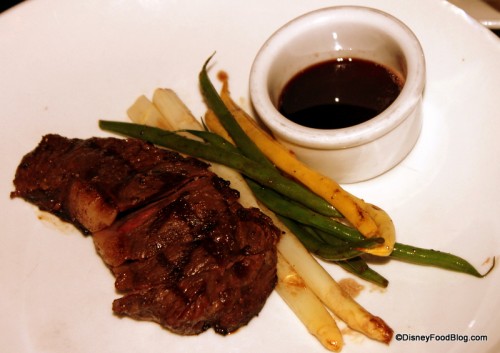 Buffalo Striploin Steak with Marble Potatoes - Garden VEgtables - Shiraz Gastrique