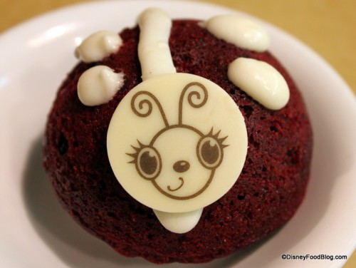 kids' dessert, red velvet ladybug, at Garden Grill