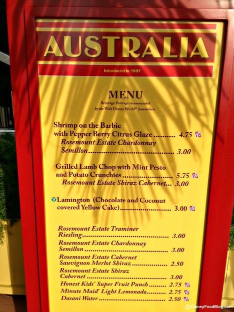 Australia Menu