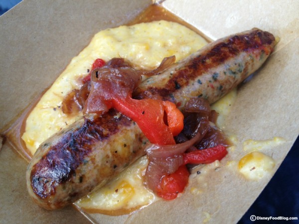 Chicken Chipotle Sausage with Sweet Corn Polenta and “Minus 8″ Onion Jam