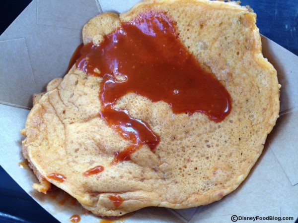 Mung Bean Pancake with Shrimp and Kimchi Sauce