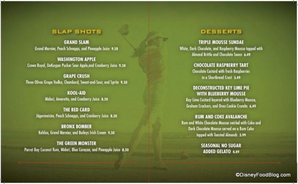 ESPN Dessert Menu