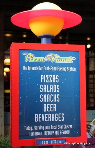pizza planet general menu board