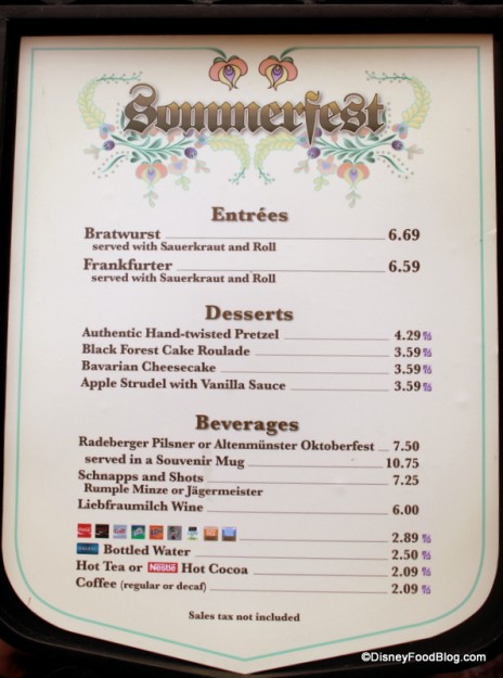 sommerfest menu