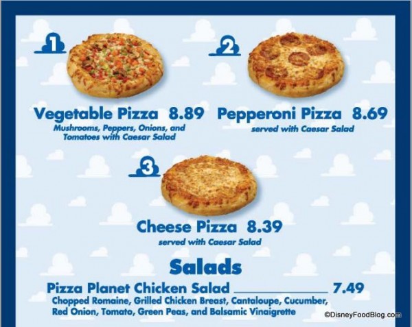 Pizza Planet Menu 1