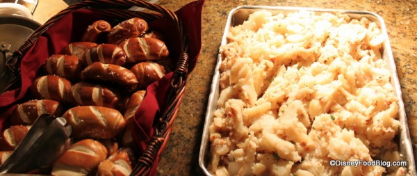 Pretzel Rolls and Warm German Potato Salad biergarten
