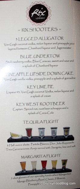 Rix Lounge Beverage Menu