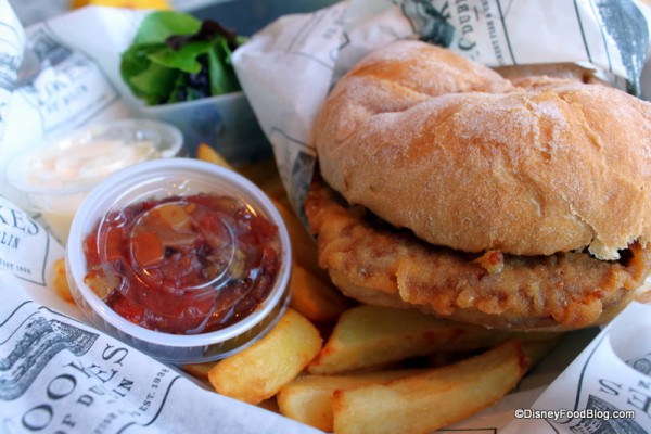 Battered Burger and Chips from Cookes of Dublin