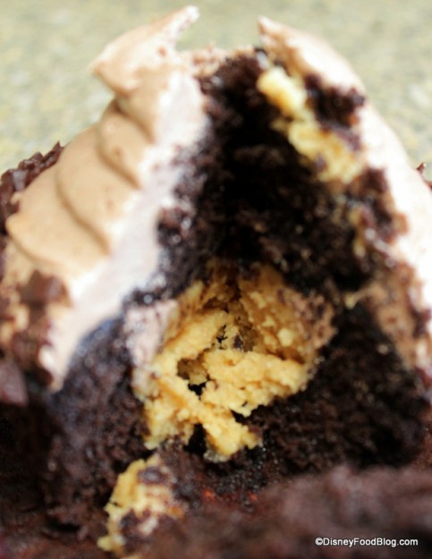 inside chocolate peanut butter cupcake at contempo cafe