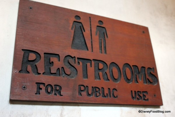 restrooms sign tusker house