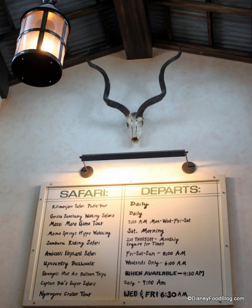 safari depart time sign tusker house