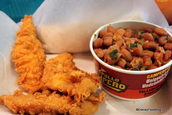 Chicken Strips and Beans Pollo Campero