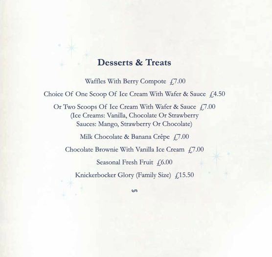 Disney Cafe Harrods Menu 2