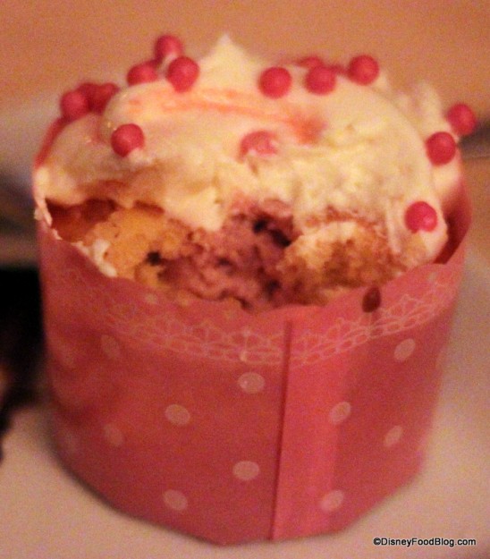 Strawberry Cupcake with Cream Cheese Icing inside