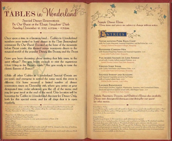 Tables in Wonderland Be Our Guest Event