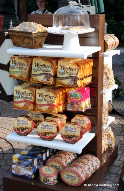 Epcot Prost Holiday Kiosk packaged caramel goods from werthers