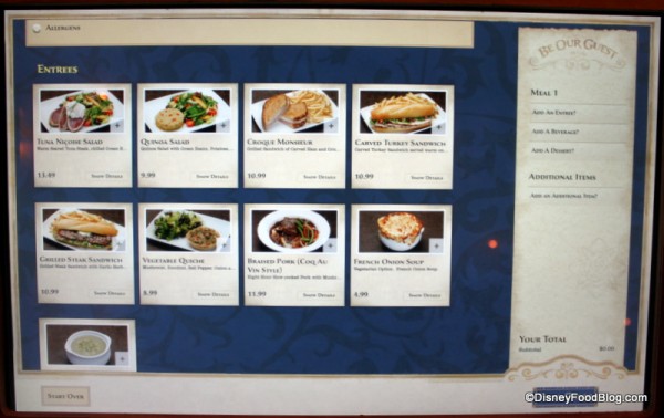 Ordering 5 Be Our Guest lunch