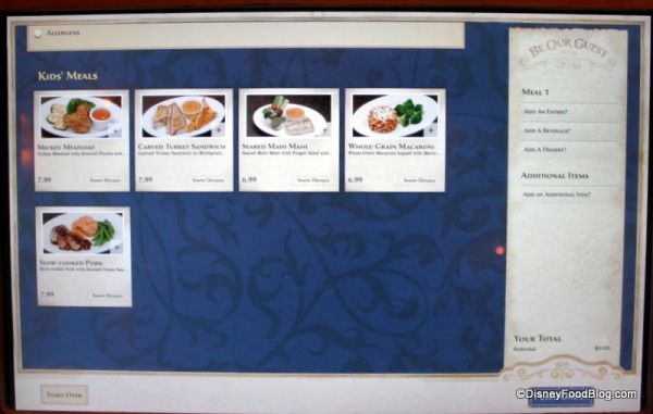 Ordering 9 Be Our Guest lunch