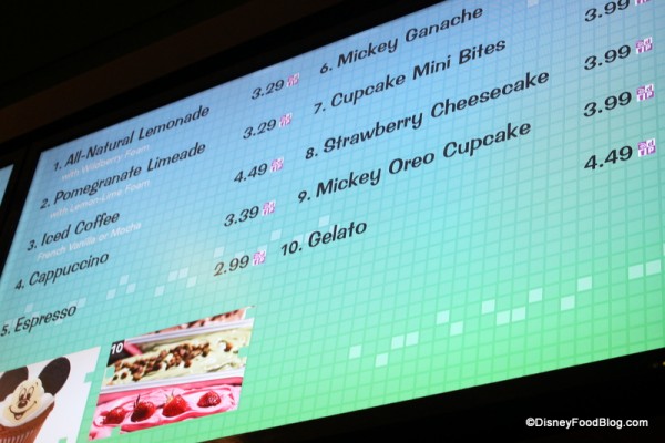 Gelato menu board Landscape of Flavors