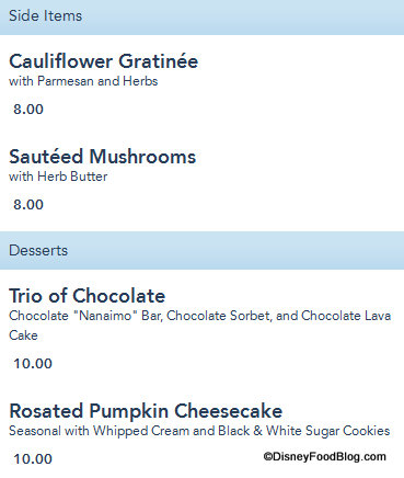 Le Cellier sides 2 and desserts 1