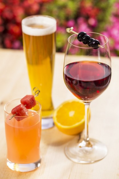 Watermelon Passion Fruit Cocktail, Orange Blossom Pilsner (both Florida Fresh marketplace) and Blueberry Blue wine (Fruits by the Glass marketplace)