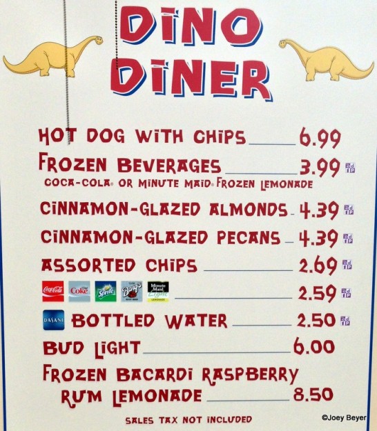 Dino Diner Menu
