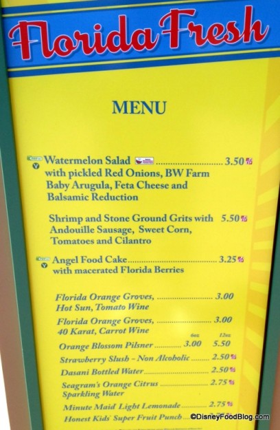 Florida Fresh Menu