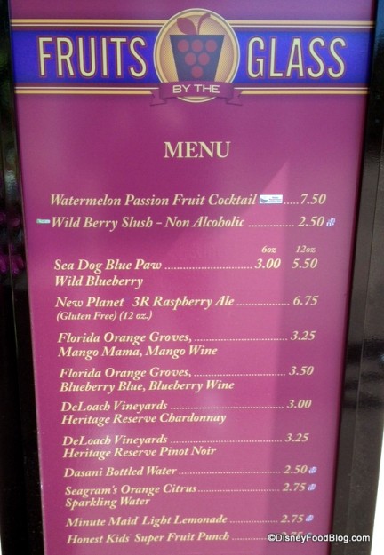 Fruits by the Glass Menu