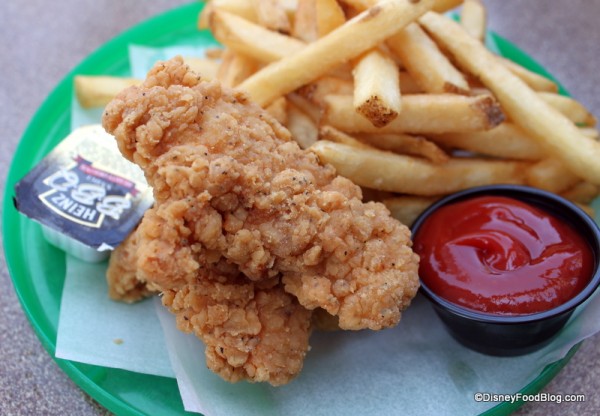 Kids' Chicken Fingers Meal -- on a frisbee!