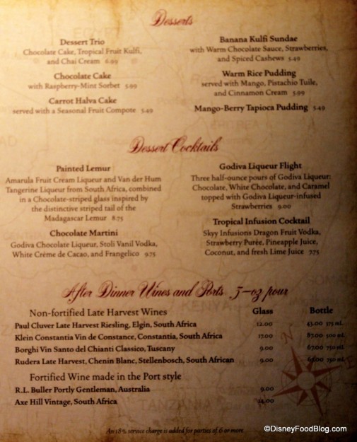 dessert menu Sanaa