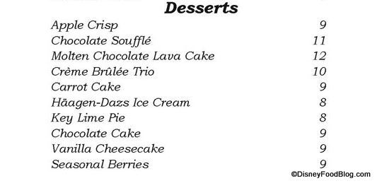 Dessert Menu Shulas
