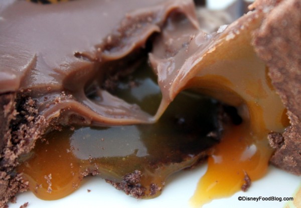 close up of salted caramel ganache