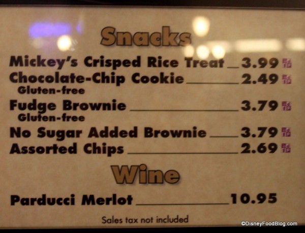 snack and wine menu Contempo Cafe