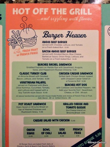 Beaches and Cream Menu 1