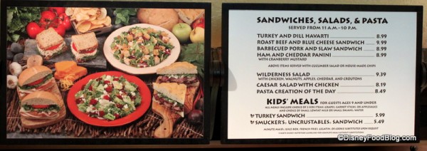 Menu inside roaring fork 1