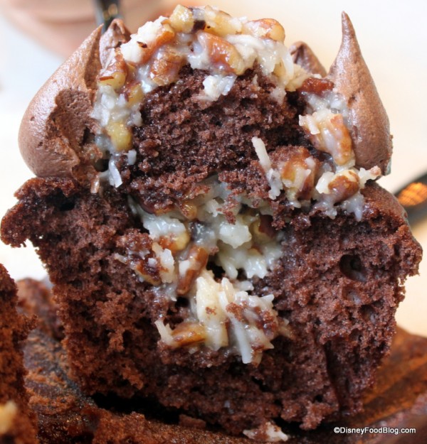 german chocolate cupacke inside Gasparilla Island Grill
