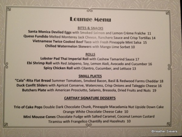 New Carthay Circle Lounge/1901 Menu