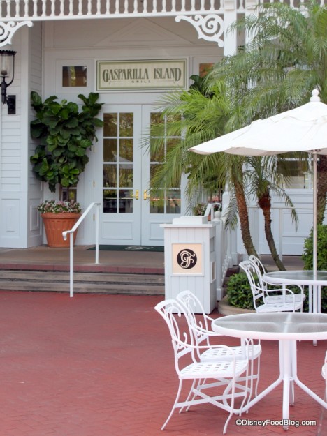 walking up to entrance Gasparilla Island Grill